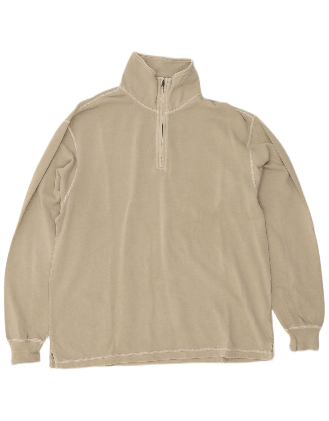 Lands End Herren-Sweatshirt mit normaler Passform und Reißverschluss, UK 38/40, Mittelbeige