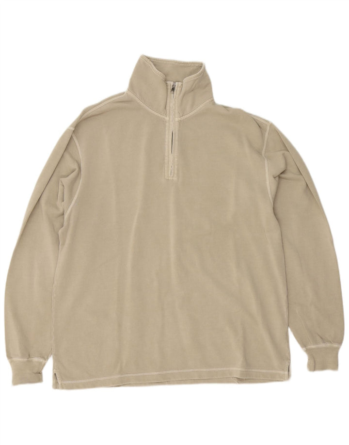Lands End Herren-Sweatshirt mit normaler Passform und Reißverschluss, UK 38/40, Mittelbeige