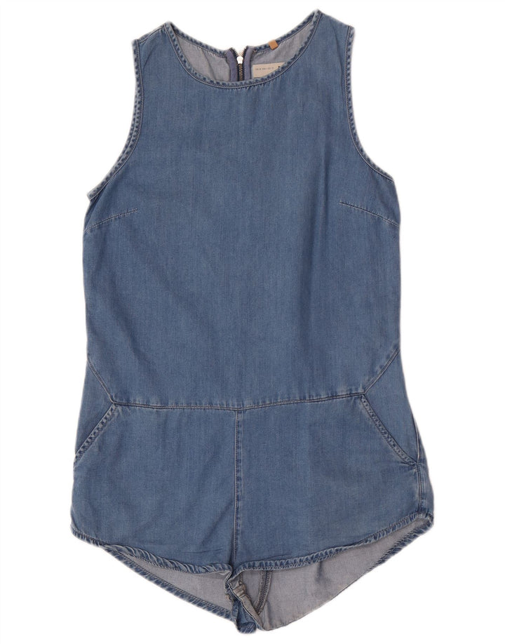 Topshop Womens Denim Playsuit UK 10 Small Blaue Baumwolle