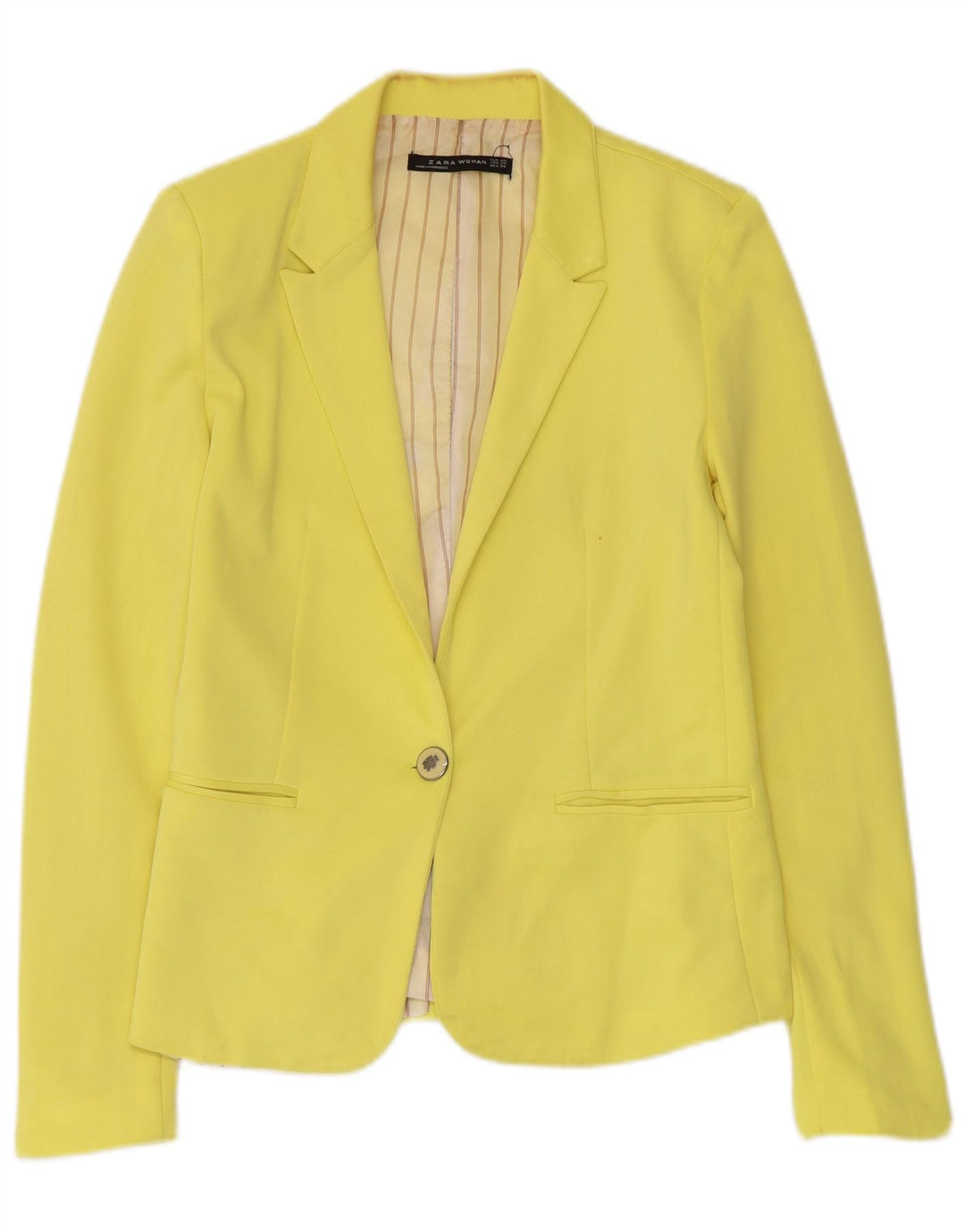 Zara Damen 1-Knopf-Blazerjacke UK 6 XS Gelb