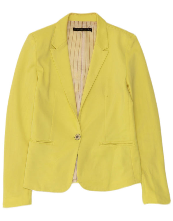 Zara Damen 1-Knopf-Blazerjacke UK 6 XS Gelb