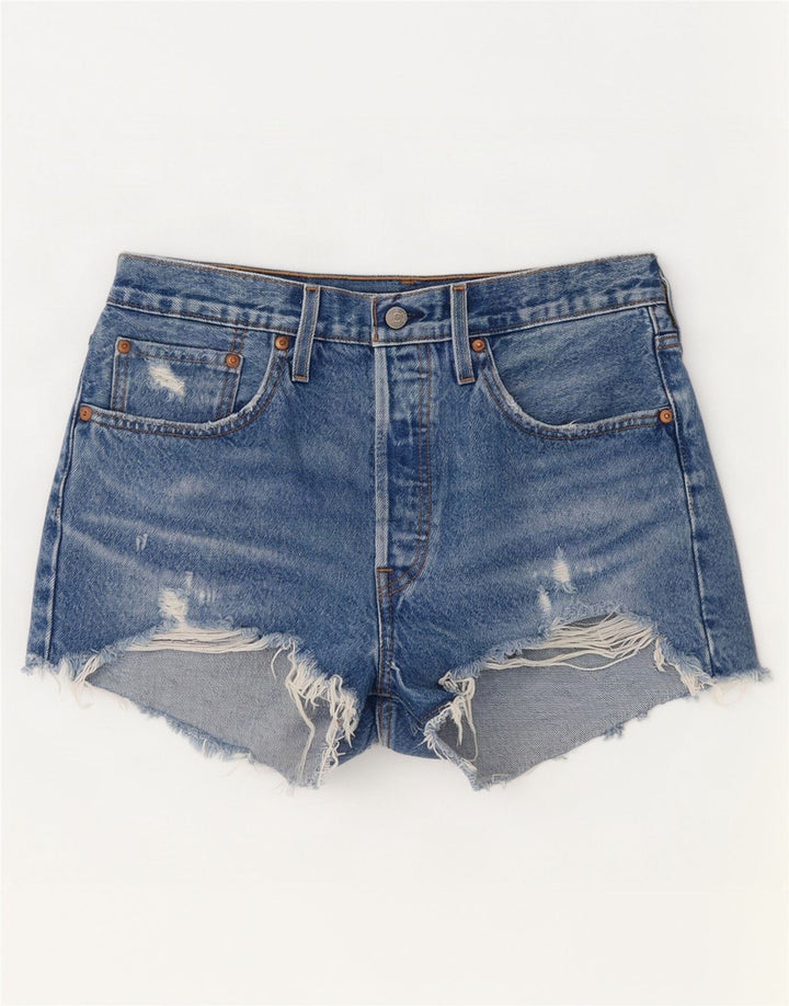 Levi's Damen 501 Distressed Denim Shorts W30 Mittelblaue Baumwolle