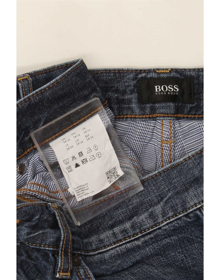 Hugo Boss Herren Straight Jeans W34 L34 Blaue Baumwolle