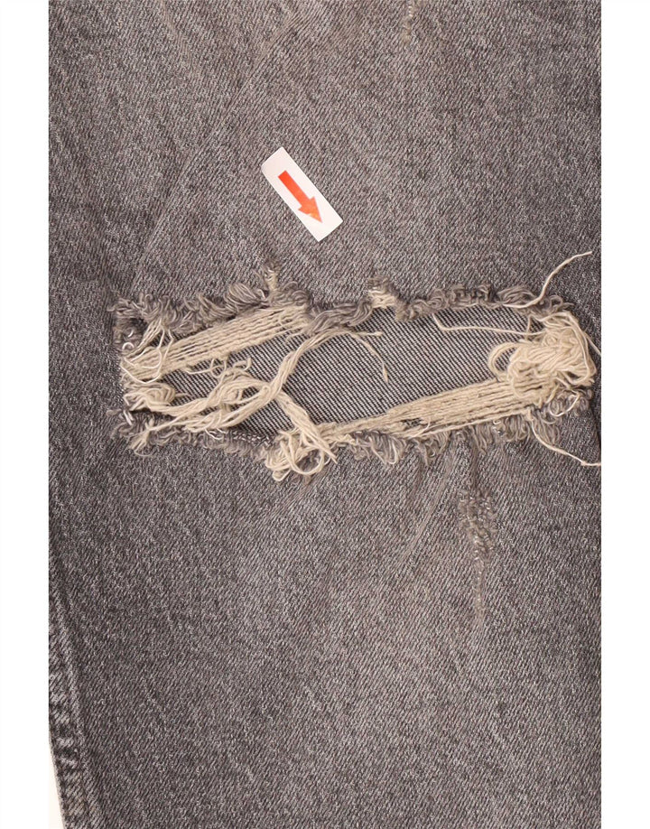 Zara Herren Distressed Straight Jeans EU 44 Large W34 L29 Graue Baumwolle