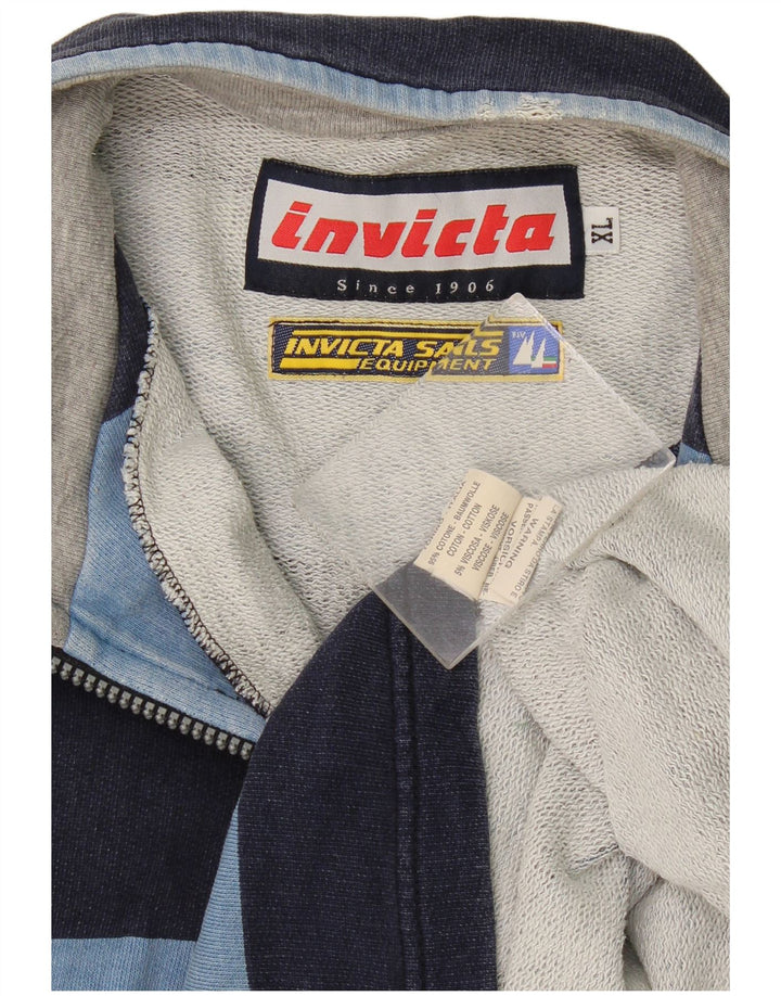Invicta Herren-Sweatshirt mit Reißverschluss, XL, blau gestreift, Baumwolle