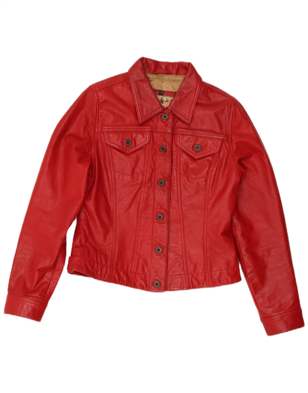 Stradivarius Damen Lederjacke UK 14 Großes rotes Leder