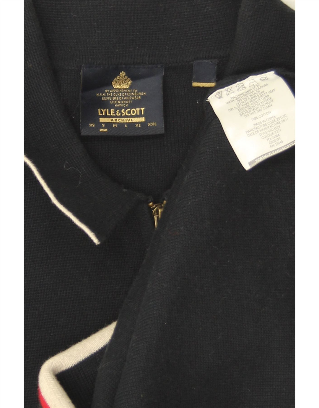 Lyle & Scott Herren-Strickjacke, klein, marineblau, Blockfarben, Baumwolle
