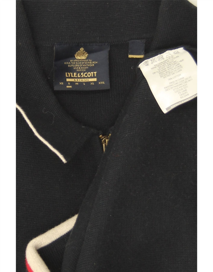 Lyle & Scott Herren-Strickjacke, klein, marineblau, Blockfarben, Baumwolle