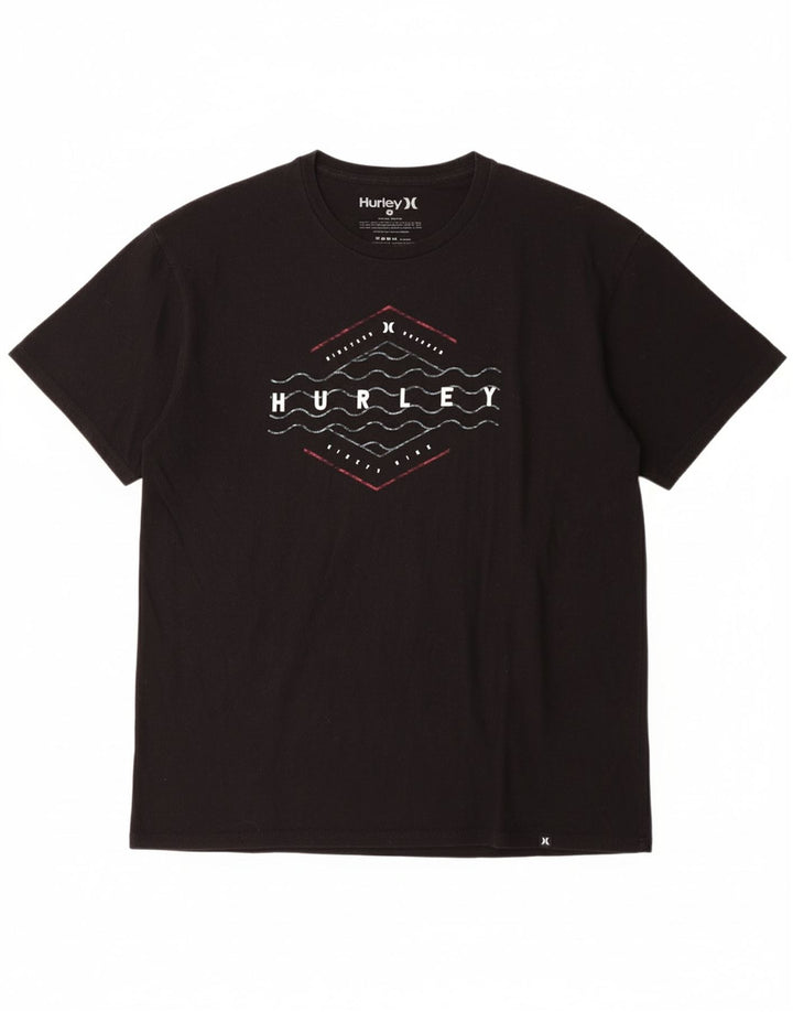 HURLEY Mens Graphic T-Shirt Top Large Black Cotton