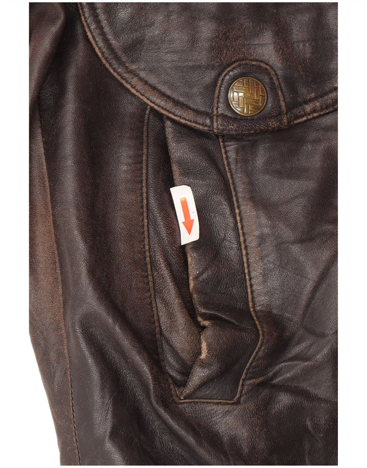 Vintage Herren Lederjacke UK 44 2XL Schwarzes Leder