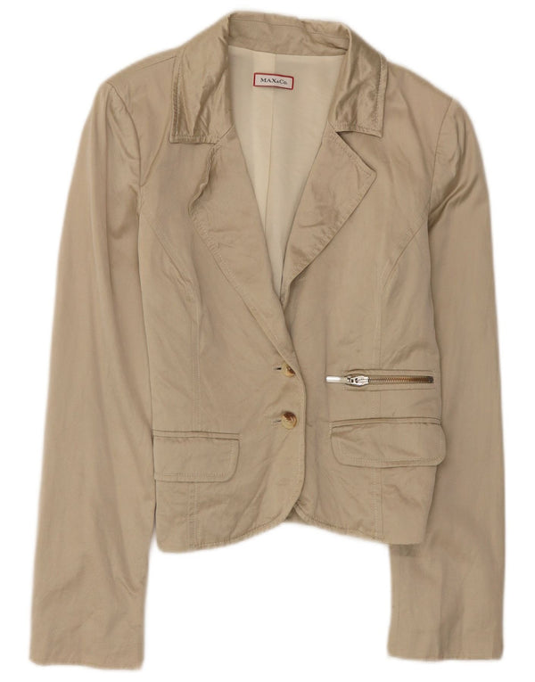 Max & Co. Damen Crop 2 Button Blazer Jacke UK 12 Medium Beige