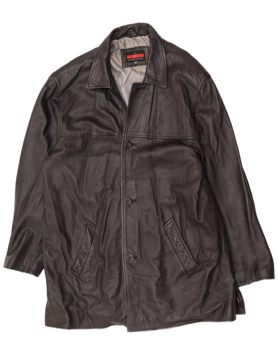 Vintage Herren Ledermantel UK 42 XL Schwarz
