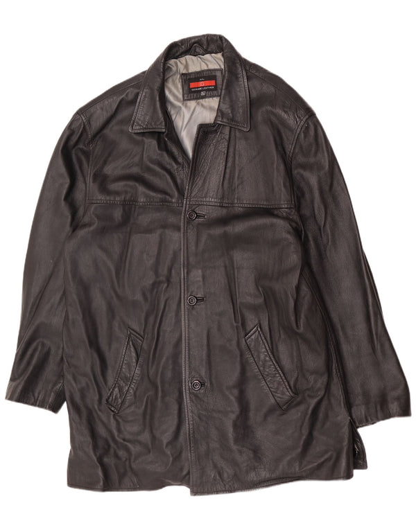 Vintage Herren Ledermantel UK 42 XL Schwarz