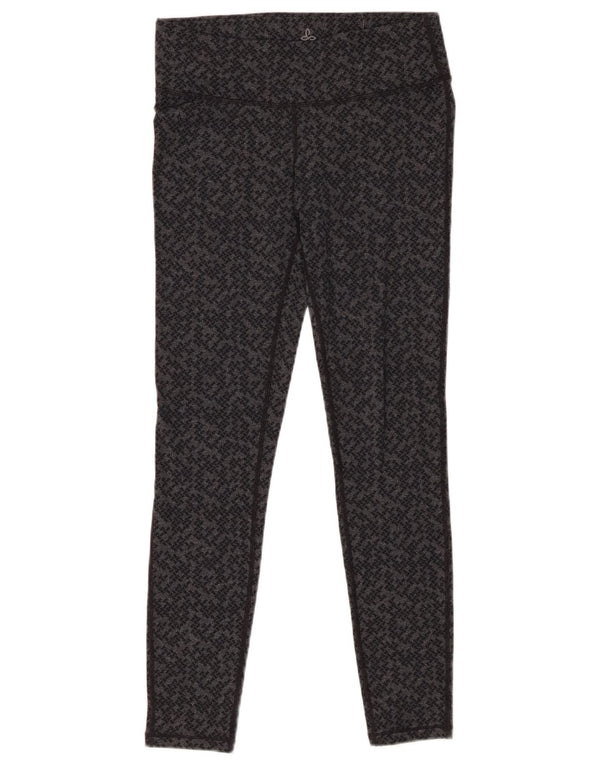 PRANA Damen Leggings UK 8 Small Graues geometrisches Nylon