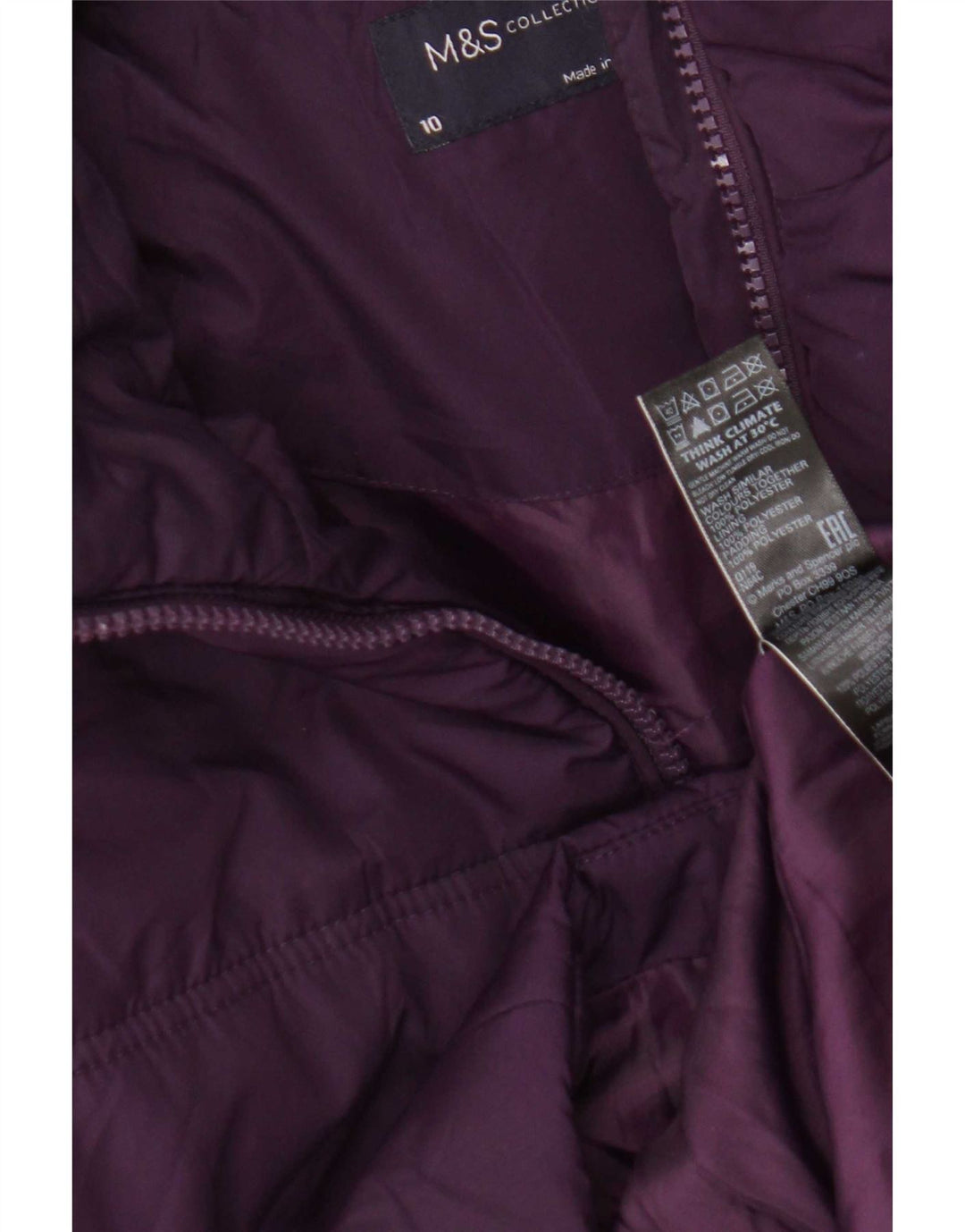 Marks & Spencer Damen Wattierter Mantel UK 10 Small Lila Polyester