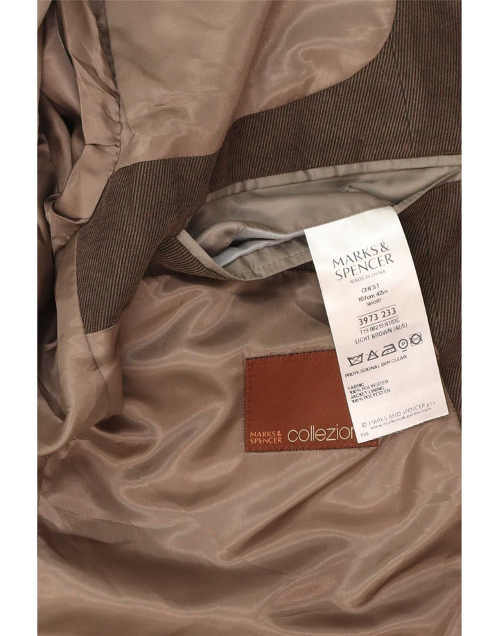 Marks & Spencer Herren-Blazer mit 3 Knöpfen, Gr. 42, Braun, Klassisch