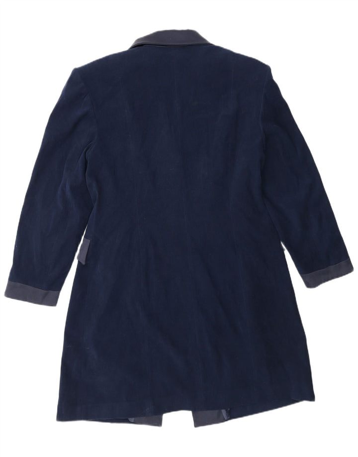 Vintage Damen Longline 4-Knopf-Blazerjacke IT 42 Mittelmarineblau