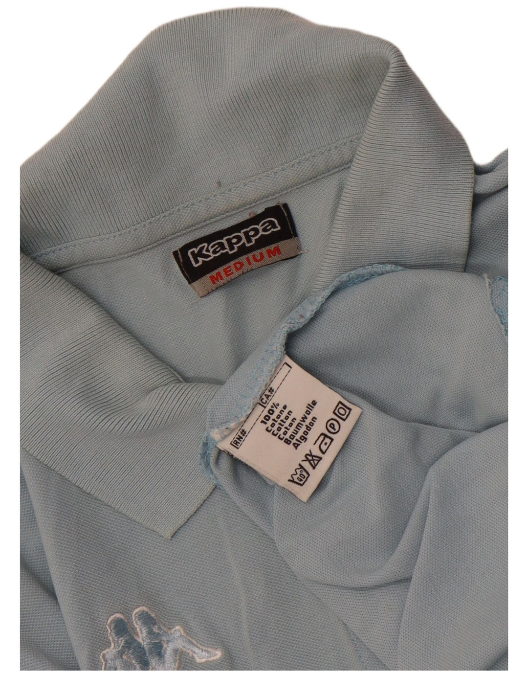 Kappa Damen Poloshirt UK 12 Mittelblaue Baumwolle