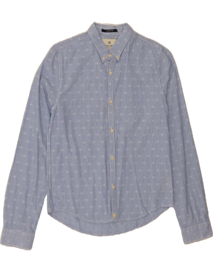SCOTCH SHRUNK Boys Shirt 13-14 Years Blue Pinstripe Cotton Vintage Scotch Shrunk and Second-Hand Scotch Shrunk from Messina Hembry 