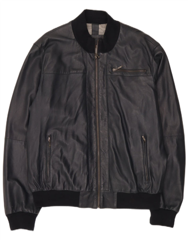 Conbipel Herren Bomber Lederjacke IT 56 2XL Marineblau