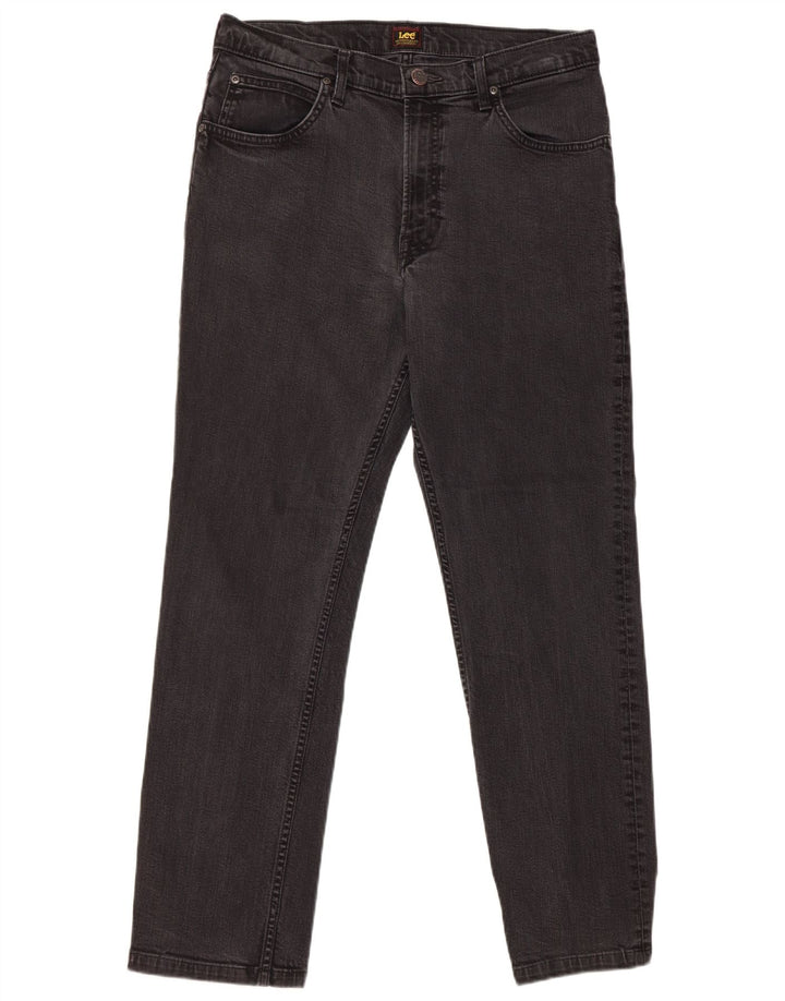 Lee Herren Brooklyn Straight Jeans W34 L30 Schwarze Baumwolle