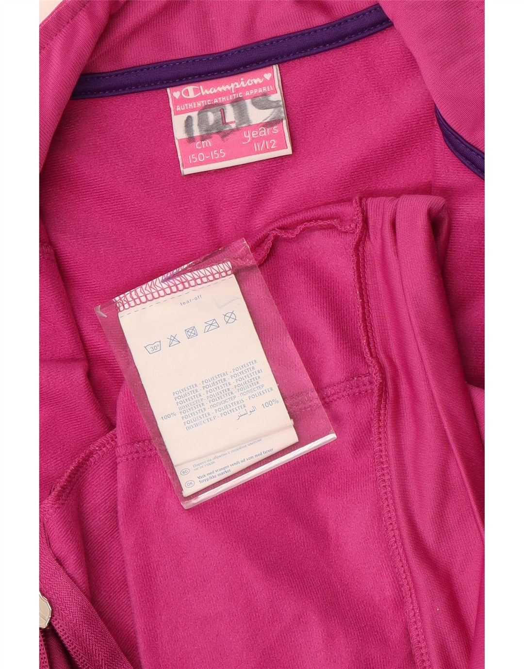 CHAMPION Mädchen-Trainingsanzugoberteil mit Grafik, 11–12 Jahre, Größe L, Rosa