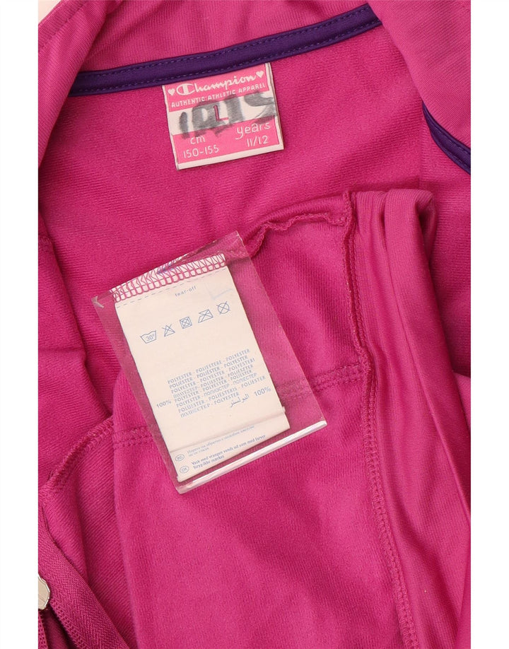 CHAMPION Mädchen-Trainingsanzugoberteil mit Grafik, 11–12 Jahre, Größe L, Rosa