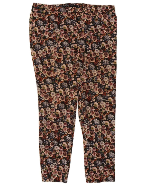 Schmale, kurze Hose für Damen von Zara, Größe L, W30, L26, mehrfarbig, Blumenmuster