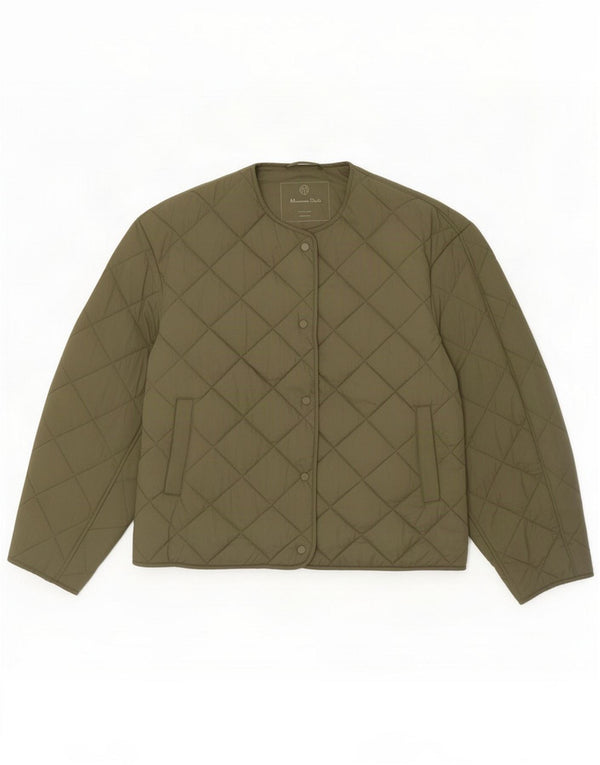 Massimo Dutti Damen Steppjacke UK 16 Large Khaki Nylon