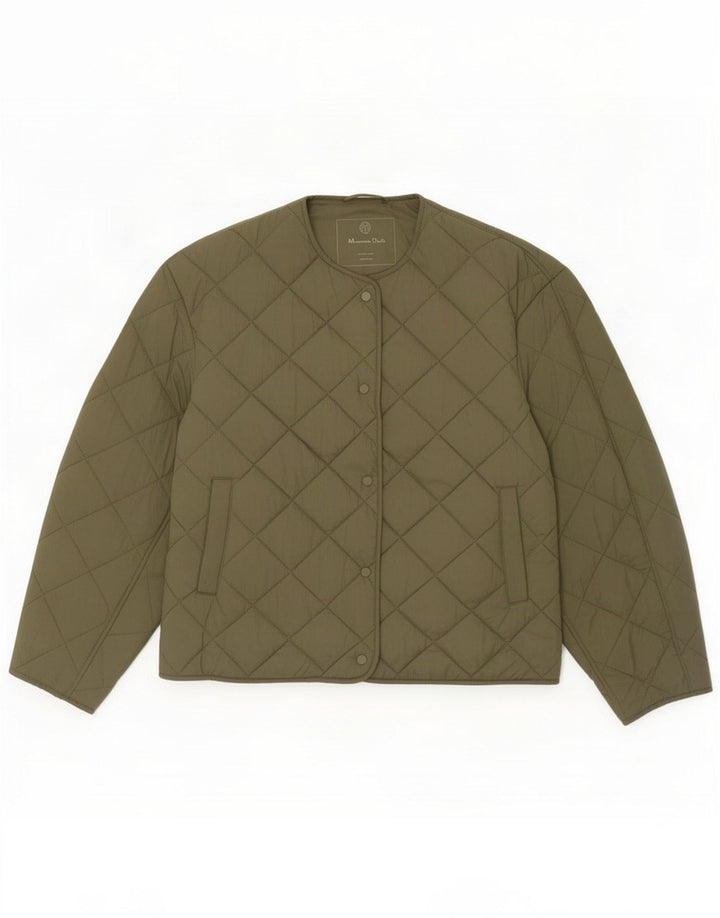 Massimo Dutti Damen Steppjacke UK 16 Large Khaki Nylon