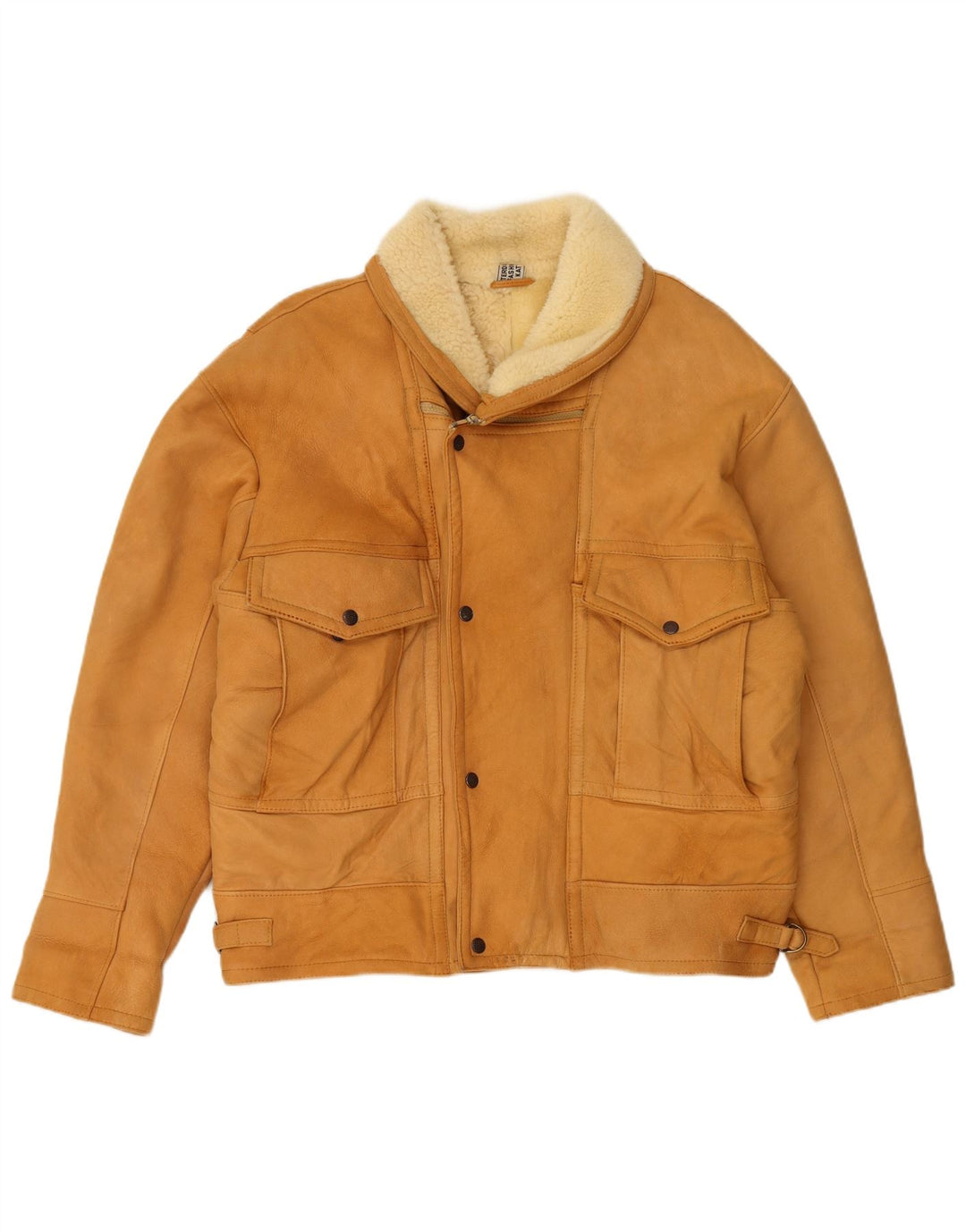 Vintage Herren Shearling Jacke UK 40 Large Beige Shearling