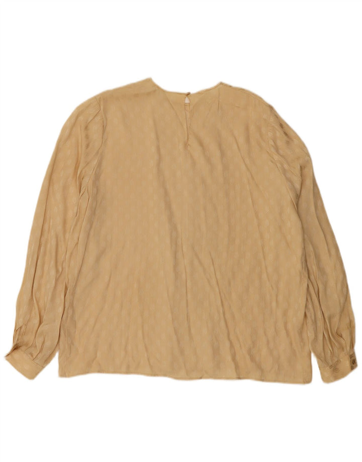 Vintage Damen Bluse mit abstraktem Muster, langärmelig, UK 18, XL, Beige