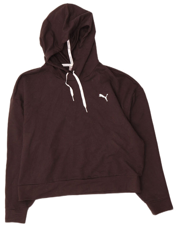 Puma Damen Crop Hoodie Pullover UK 16 Large Schwarz