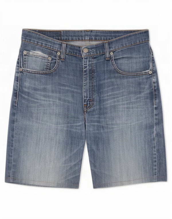 Levi's Damen 752 Distressed Denim Shorts Large W34 Blaue Baumwolle