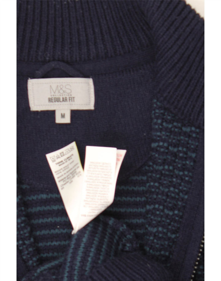 Marks & Spencer Herren-Strickjacke mit normaler Passform, Mittelblau, Acryl