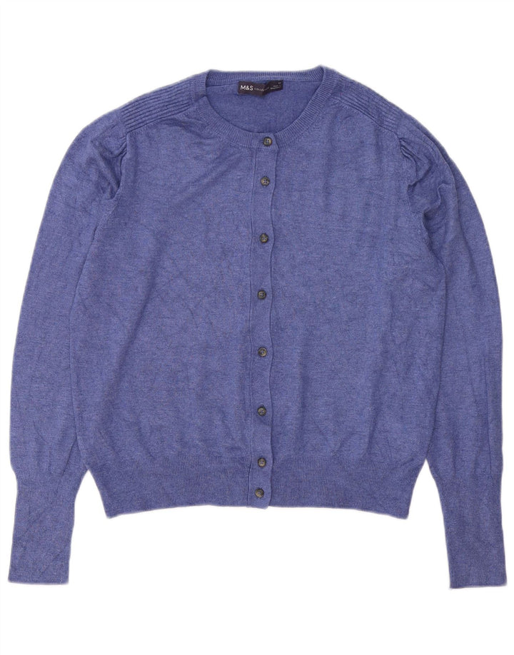 Marks & Spencer Damen-Cardigan-Pullover UK 12 Mittelblaue Viskose