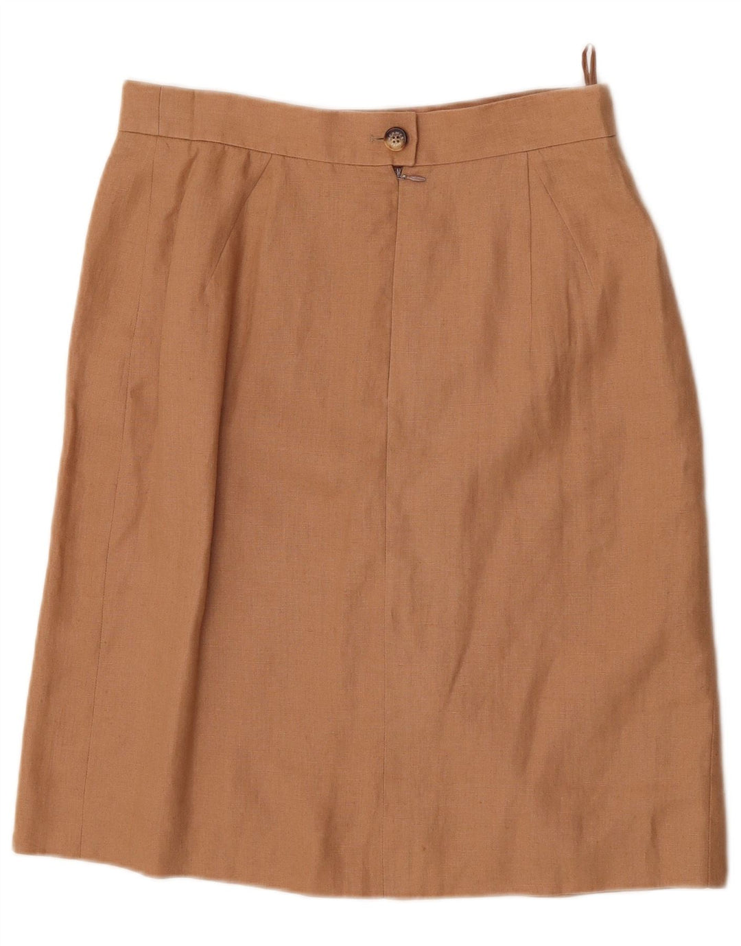 Gerader Damenrock von HERMES IT 44 Medium W30 Beige Leinen