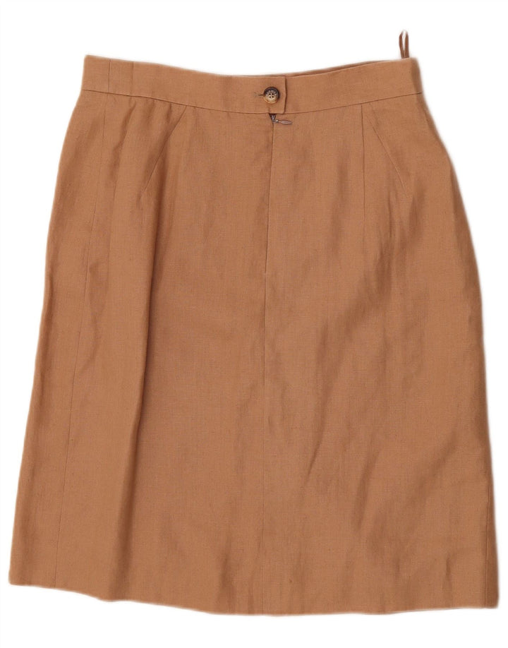 Gerader Damenrock von HERMES IT 44 Medium W30 Beige Leinen