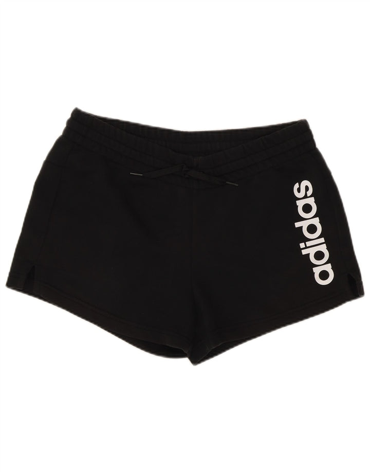 ADIDAS Damen Graphic Sport Shorts UK 12/14 Mittelschwarze Baumwolle