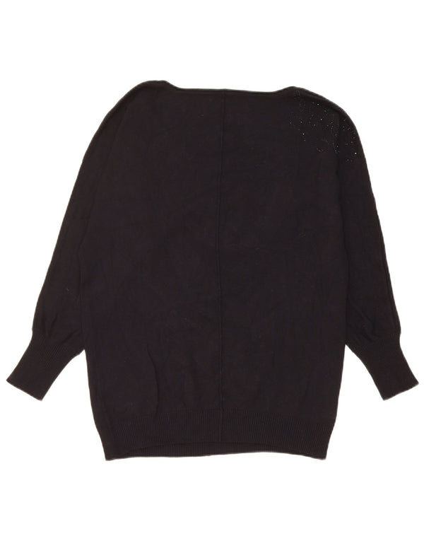 Guess Womens Oversized Boat Neck Jumper Sweater UK 4 XS Black Viscose