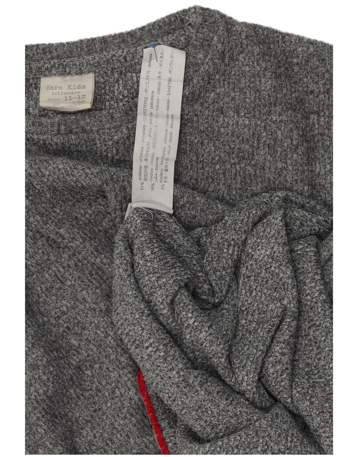 Zara Langarmshirt mit Grafik für Mädchen, 11–12 Jahre, graues Polyester
