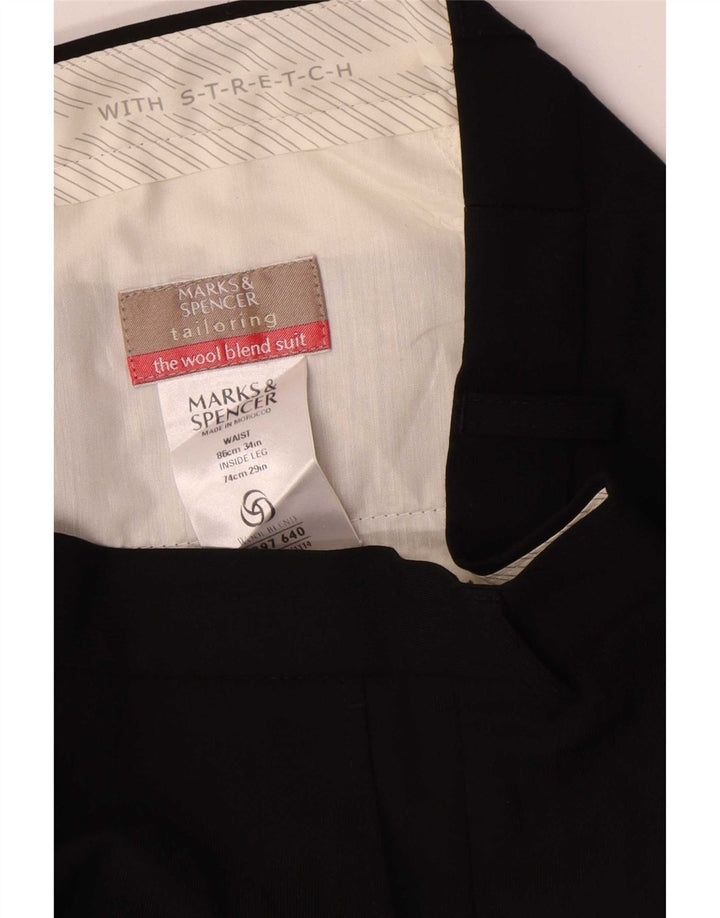 Gerade Herren-Chinohose von Marks & Spencer, W34, L29, Schwarz, Polyester