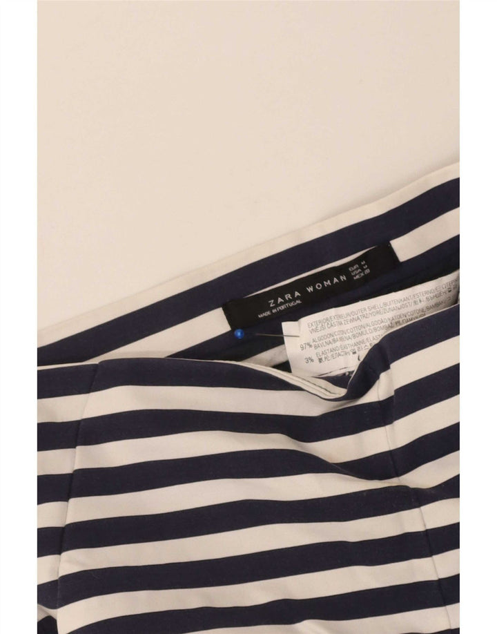 Zara Damen Hotpants Medium W28 Marineblau gestreift aus Baumwolle