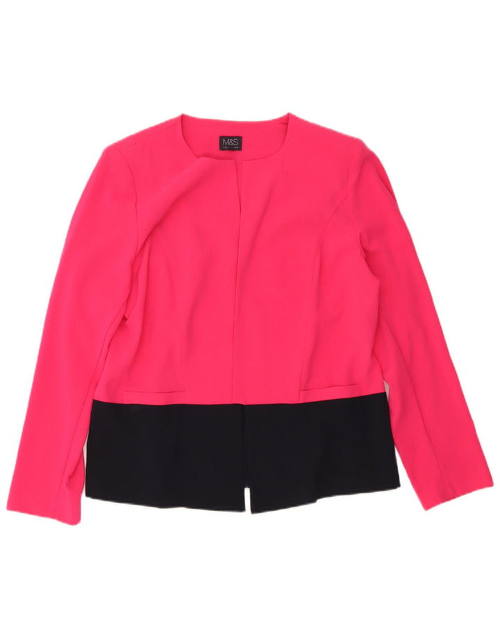 Marks & Spencer Womens Open Blazer Jacke UK 16 Large Pink Colourblock
