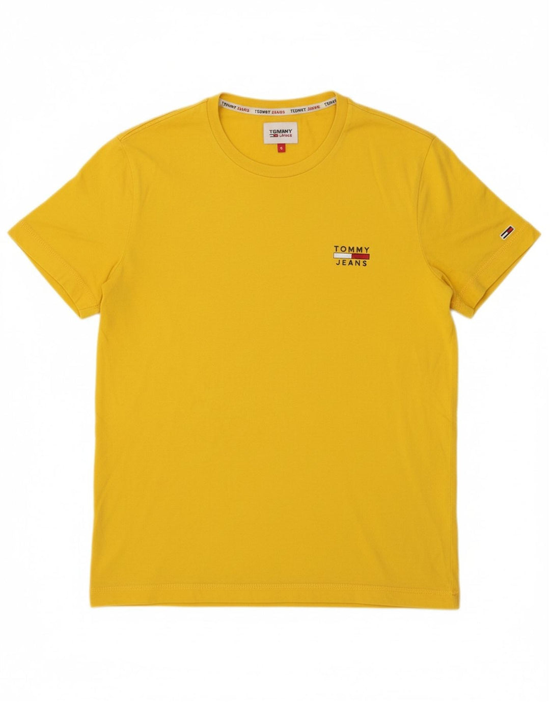 TOMMY HILFIGER Mens T-Shirt Top Medium Yellow Cotton