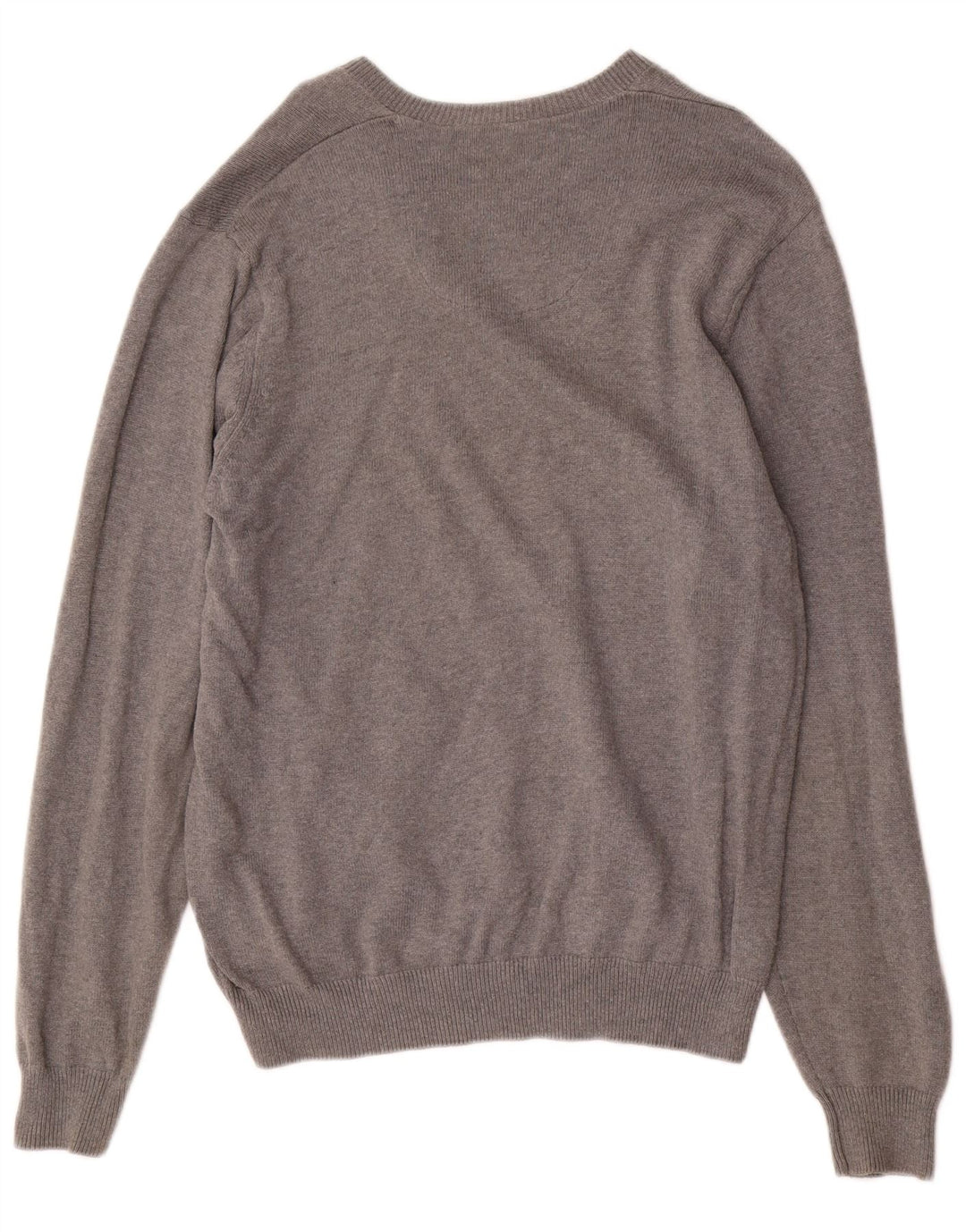 Marks & Spencer Herren-Pullover „Harbor“ aus mittelgrauer Baumwolle mit V-Ausschnitt in Blau