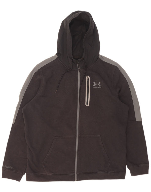 Under Armour Herren-Kapuzenpullover mit grafischem Reißverschluss, 2XL, schwarze Farbblock-Baumwolle