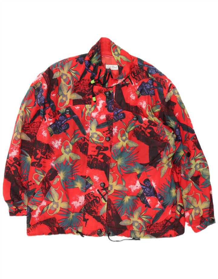 Gil Bret Damen Übergroße Windjacke UK 14 Großes rotes Blumenmuster