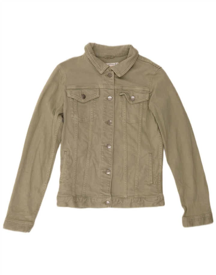 Fat Face Damen Jeansjacke UK 6 XS Khaki Baumwolle