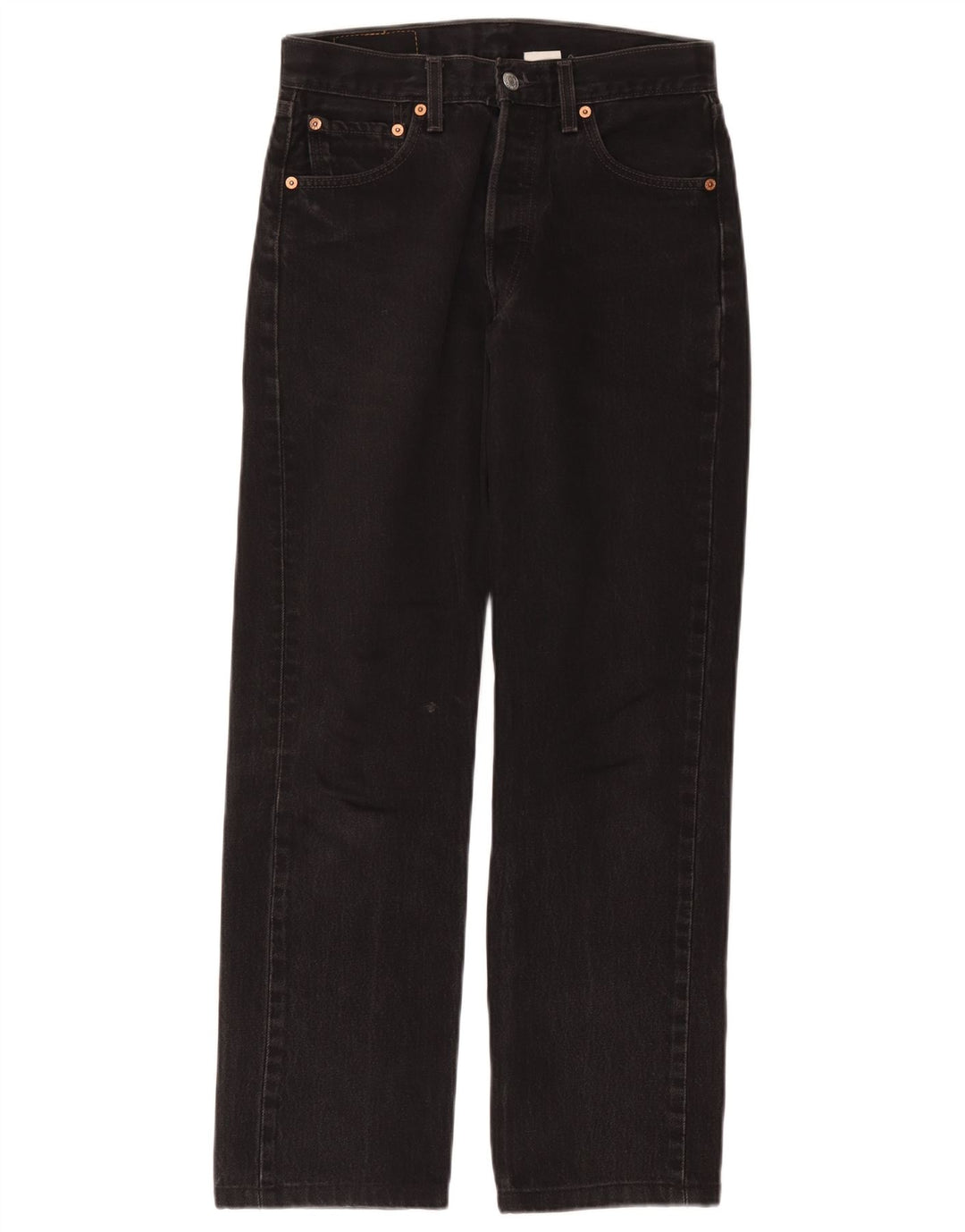 Levi's Damen 501 Straight Jeans W29 L28 Schwarze Baumwolle